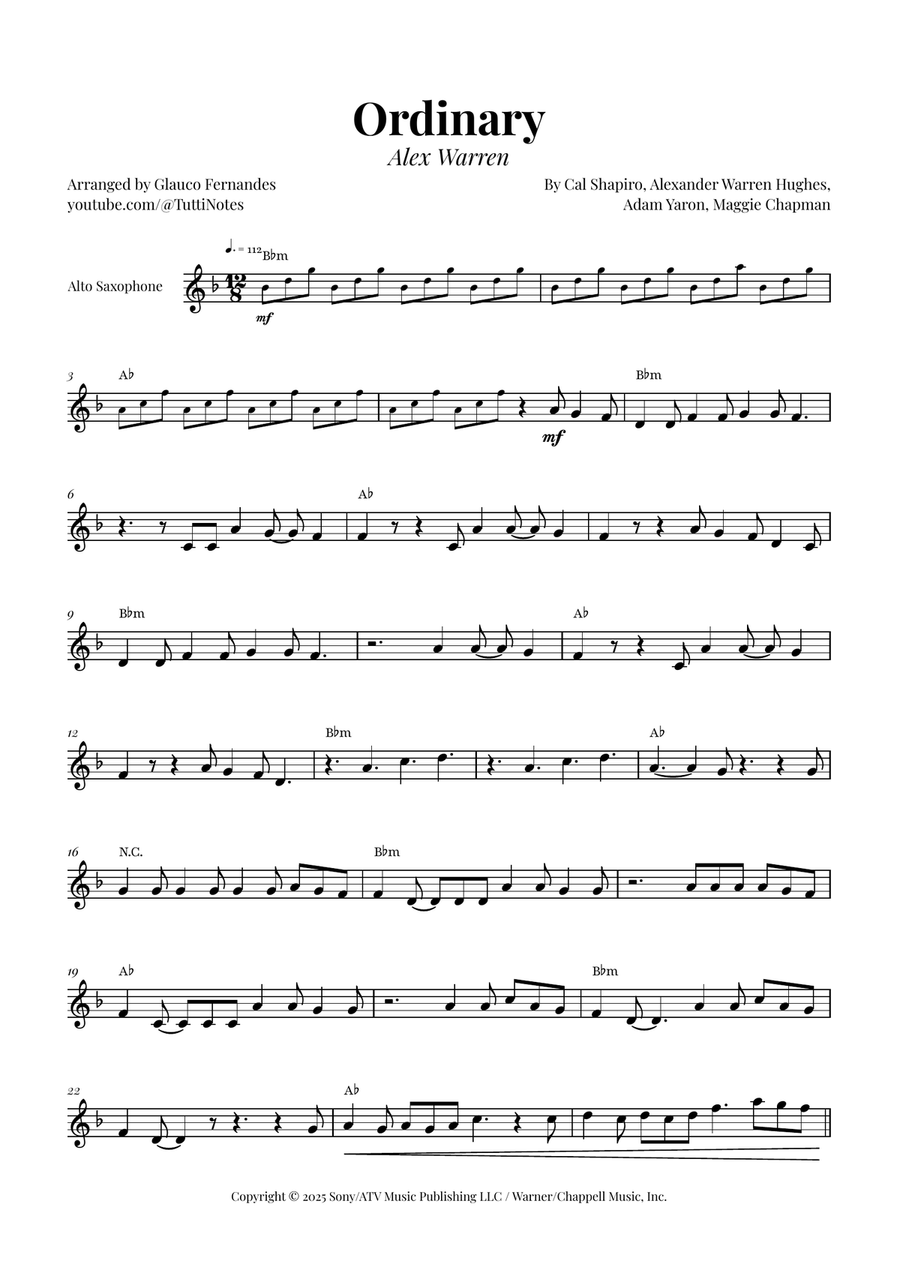 Ordinary Alto Saxophone scores gallery preview page 1