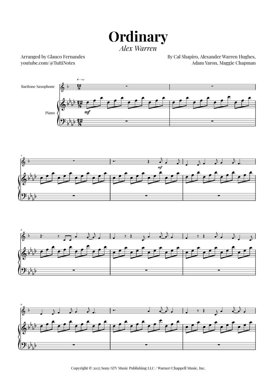 Ordinary Baritone Saxophone scores gallery preview page 1