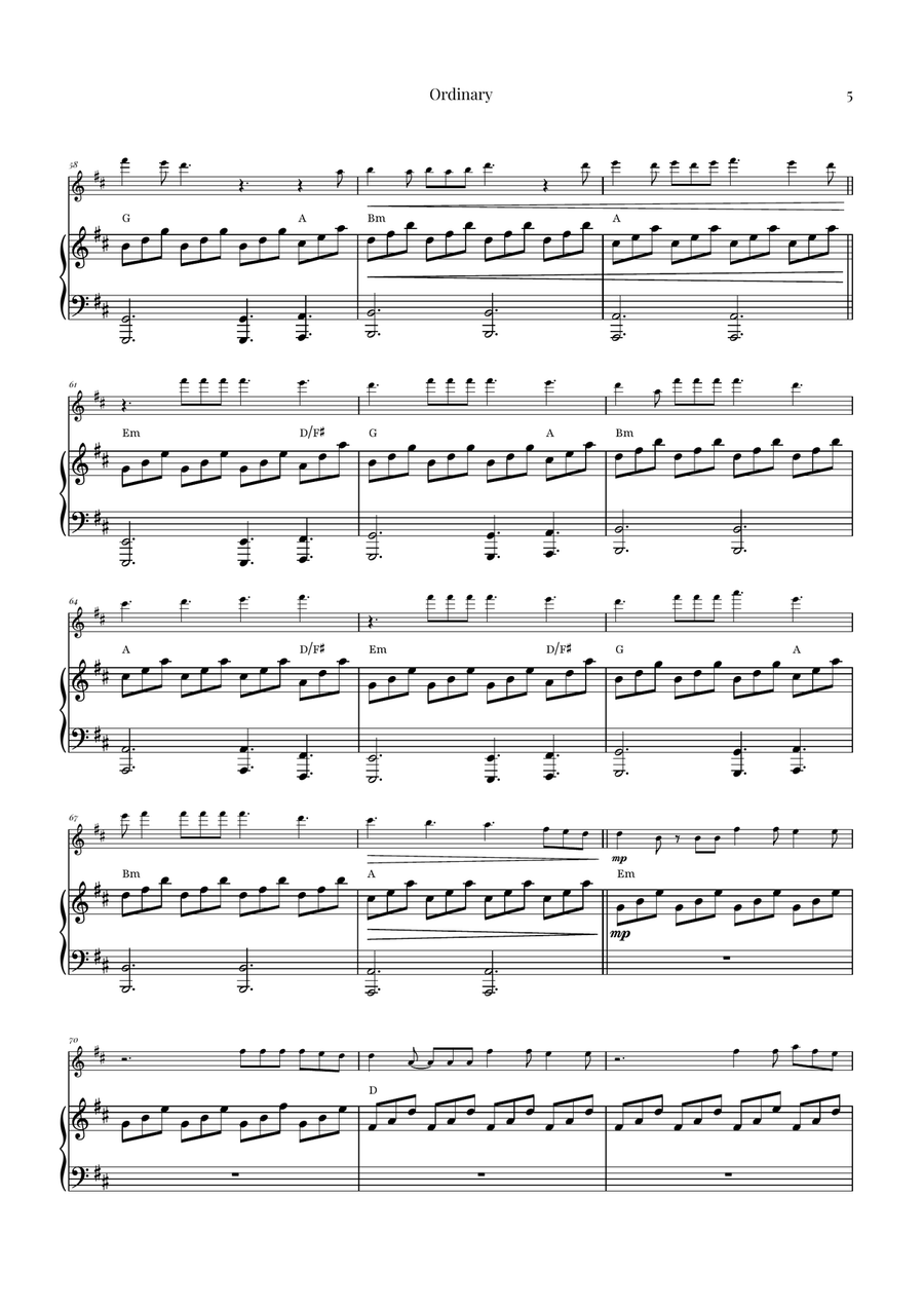 Ordinary Flute Solo scores gallery preview page 5