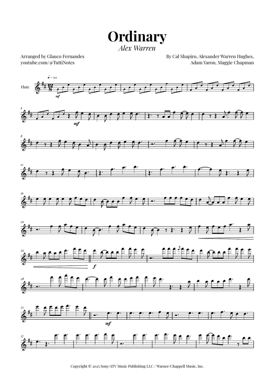 Ordinary Flute Solo scores gallery preview page 1