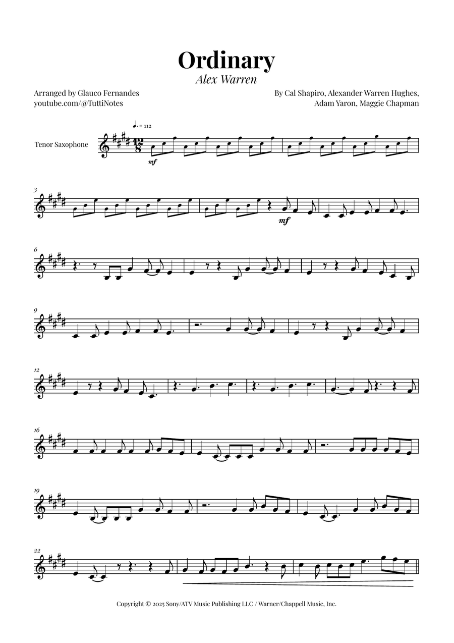 Ordinary Tenor Saxophone scores gallery preview page 1