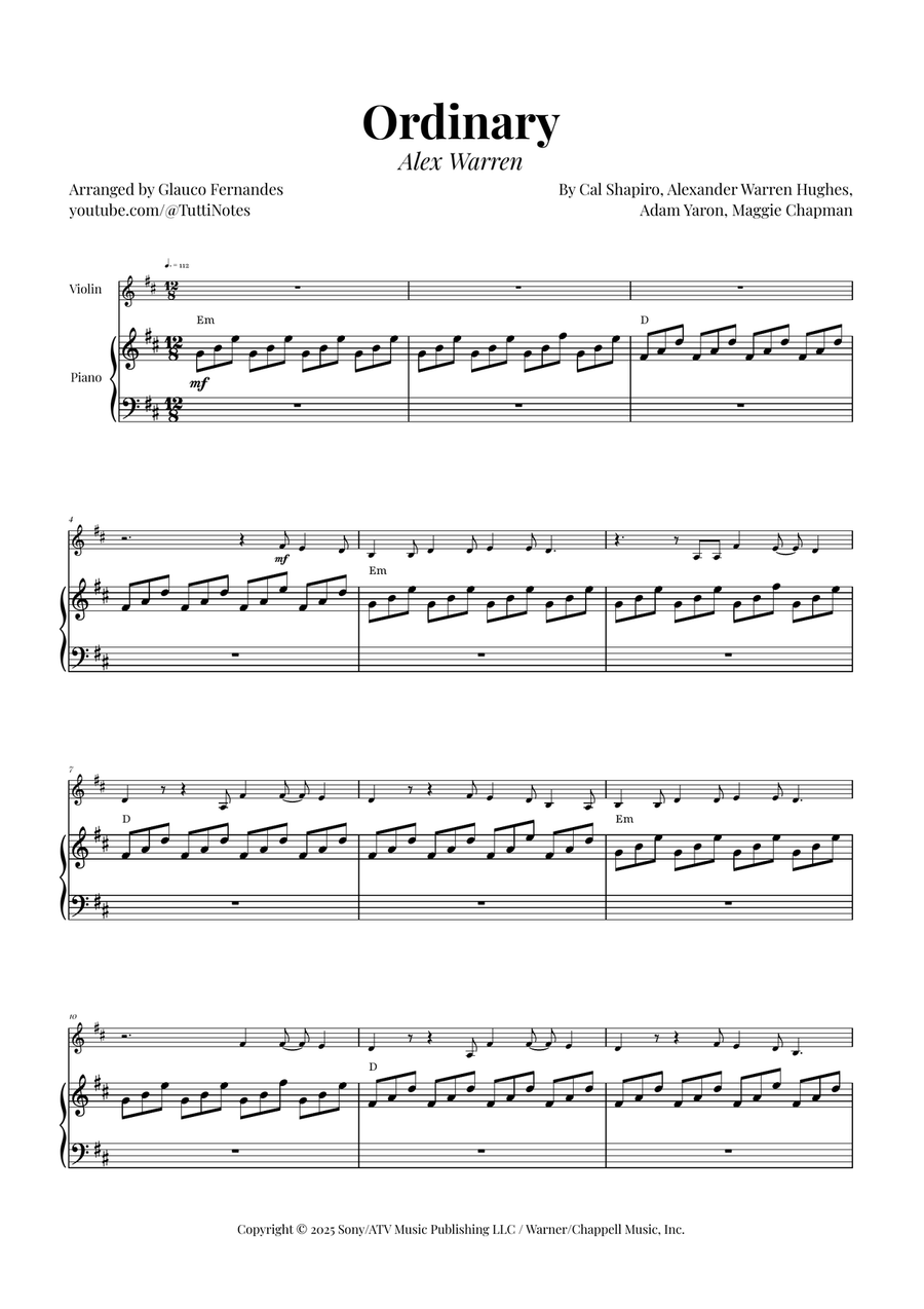 Ordinary Violin Solo scores gallery preview page 1