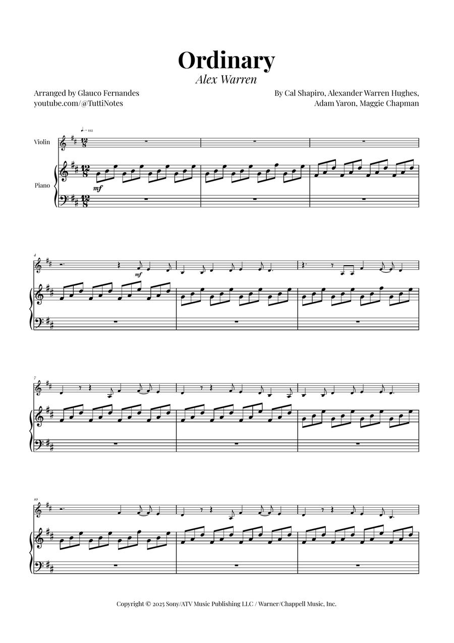 Ordinary Violin Solo scores gallery preview page 1