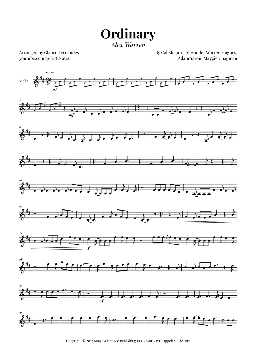 Ordinary Violin Solo scores gallery preview page 1