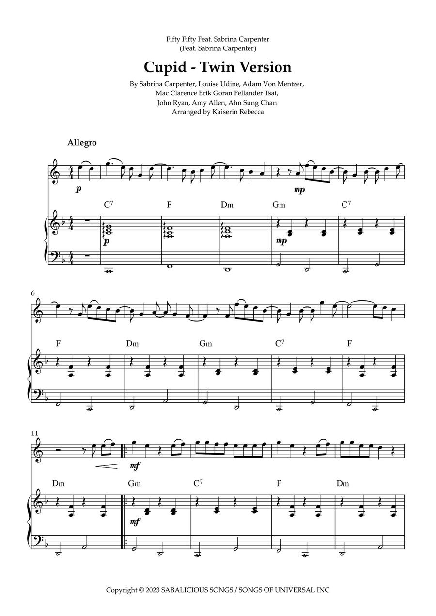 Cupid - Twin Version (Feat. Sabrina Carpenter) English Horn scores gallery preview page 1