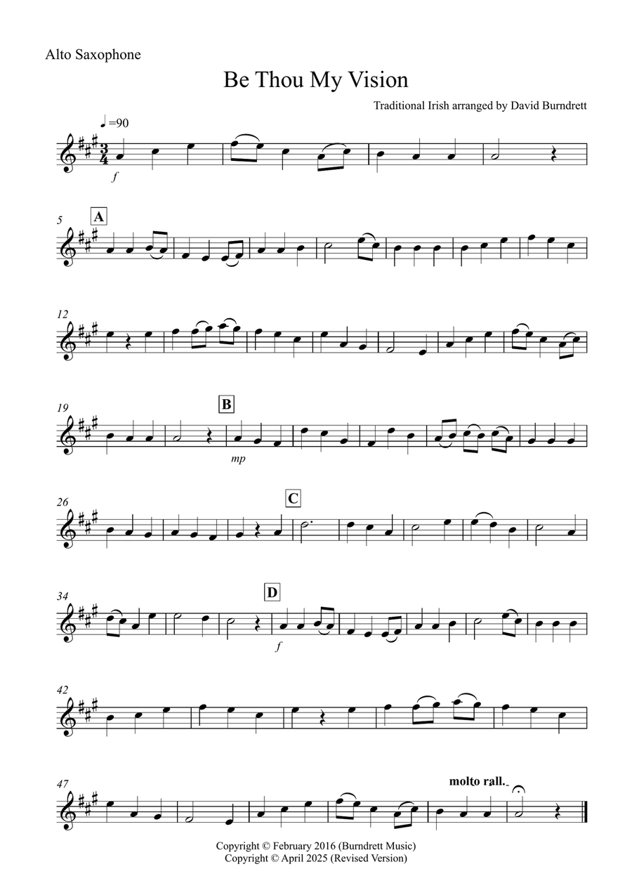 Be Thou My Vision for Alto Saxophone and Double Bass Duet Alto Saxophone scores gallery preview page 4