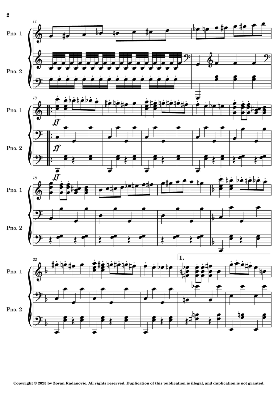 Entry of the Gladiators (March of Triumph) - for piano duet Piano Duet scores gallery preview page 2