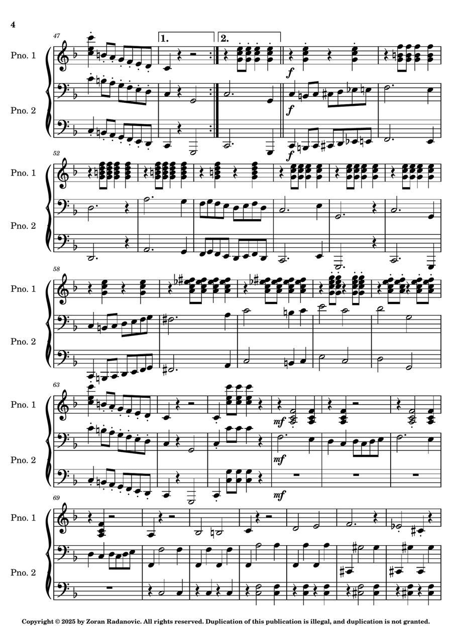 Entry of the Gladiators (March of Triumph) - for piano duet Piano Duet scores gallery preview page 4