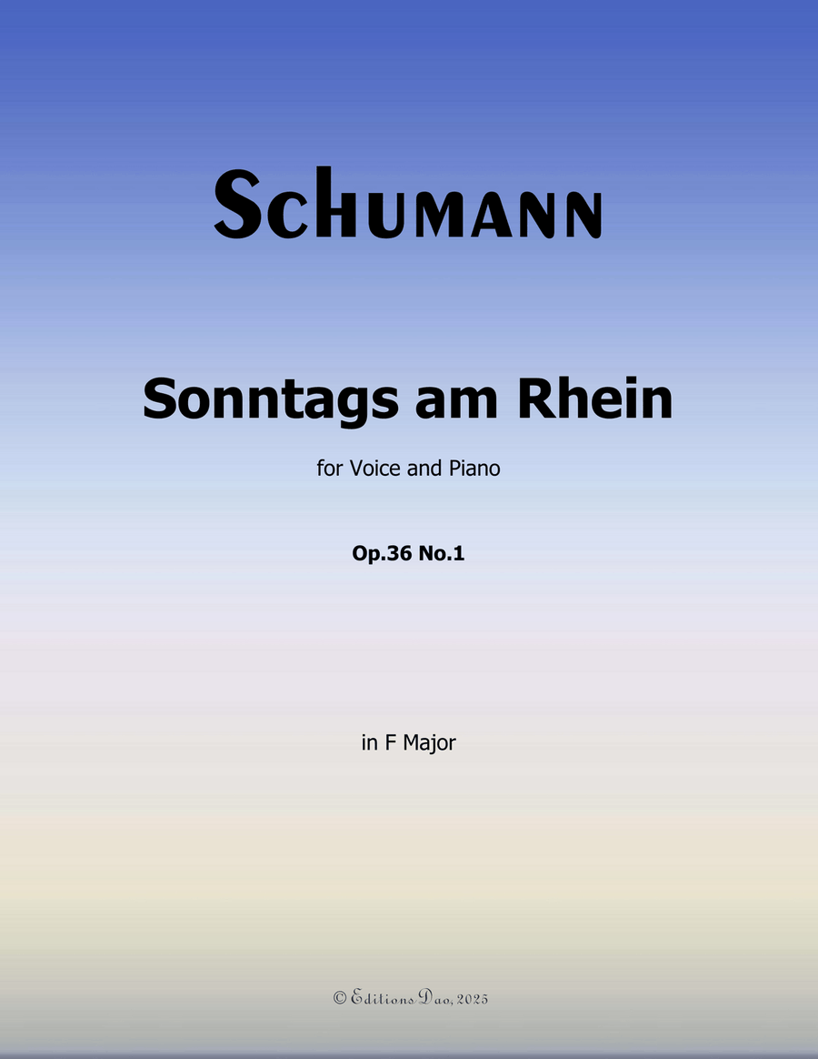 Sonntags am Rhein, by Schumann, Op.36 No.1, in F Major Piano, Vocal scores gallery preview page 1