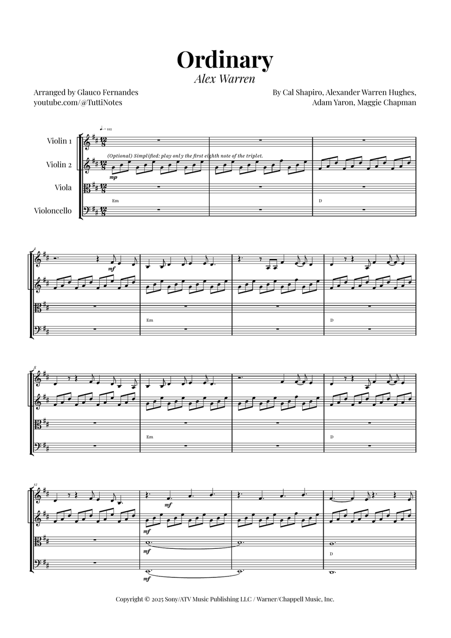 Ordinary String Quartet scores gallery preview page 1