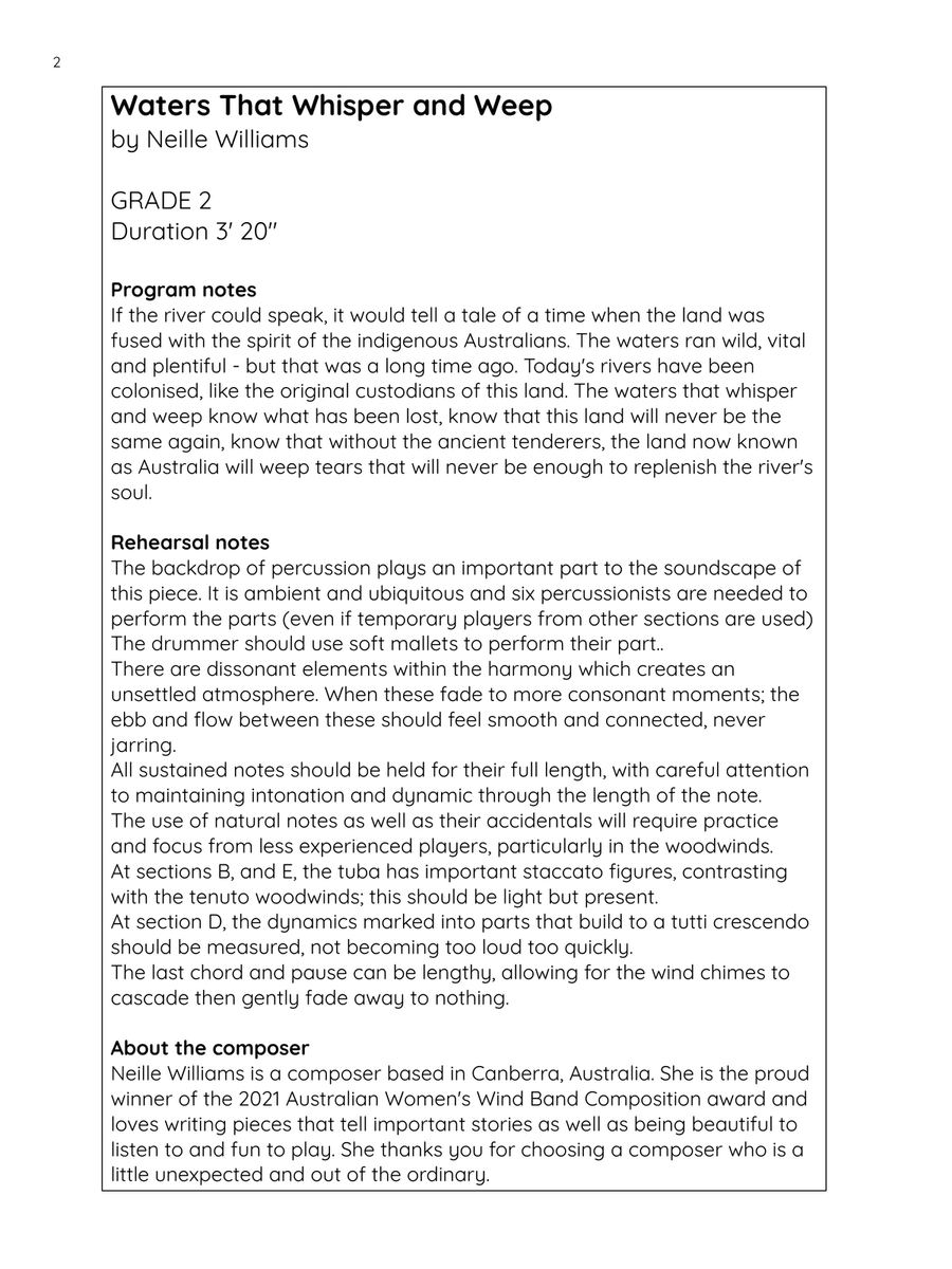 Waters That Whisper and Weep Concert Band scores gallery preview page 2