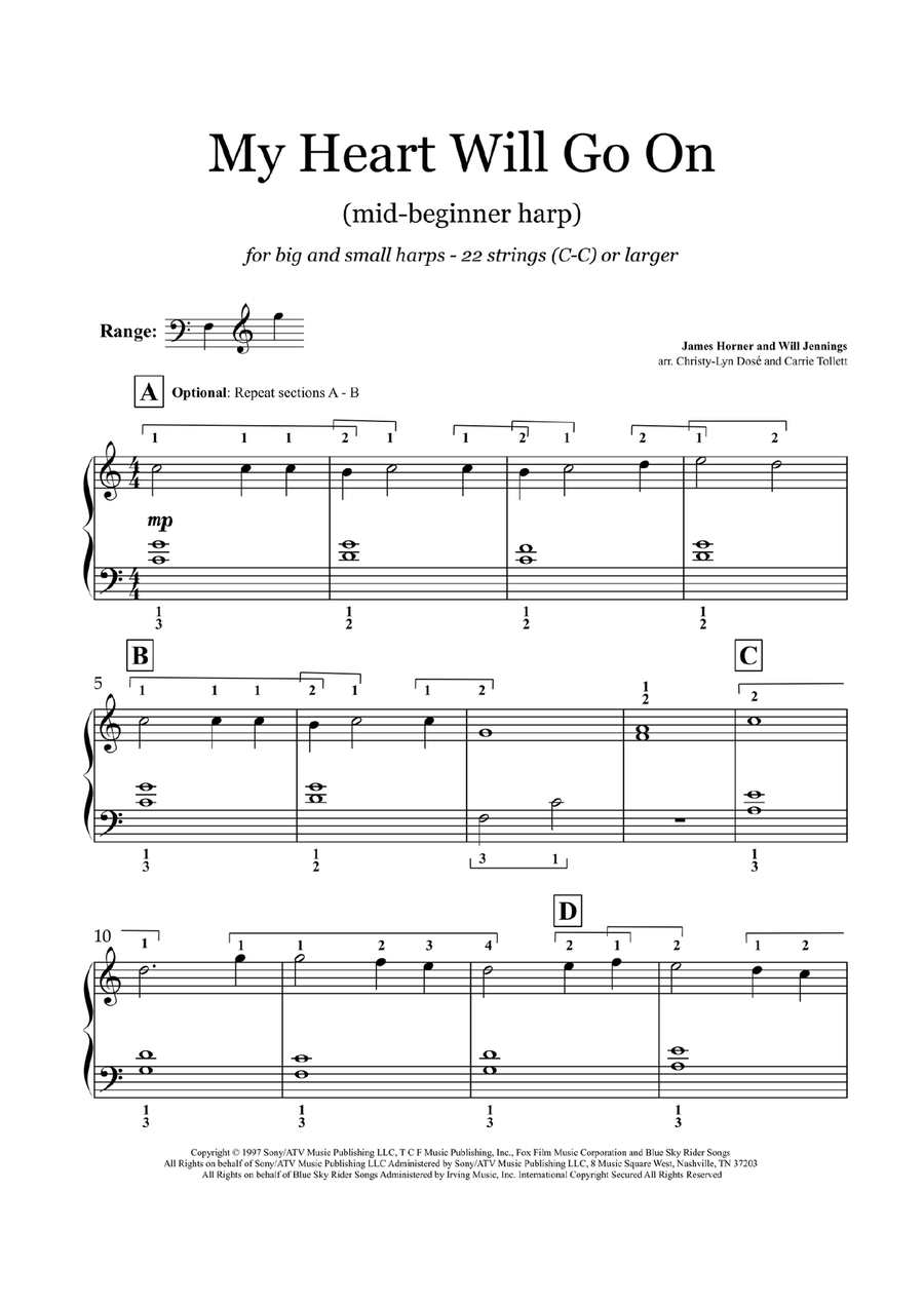 My Heart Will Go On (Love Theme From 'titanic') Celtic Harp scores gallery preview page 2