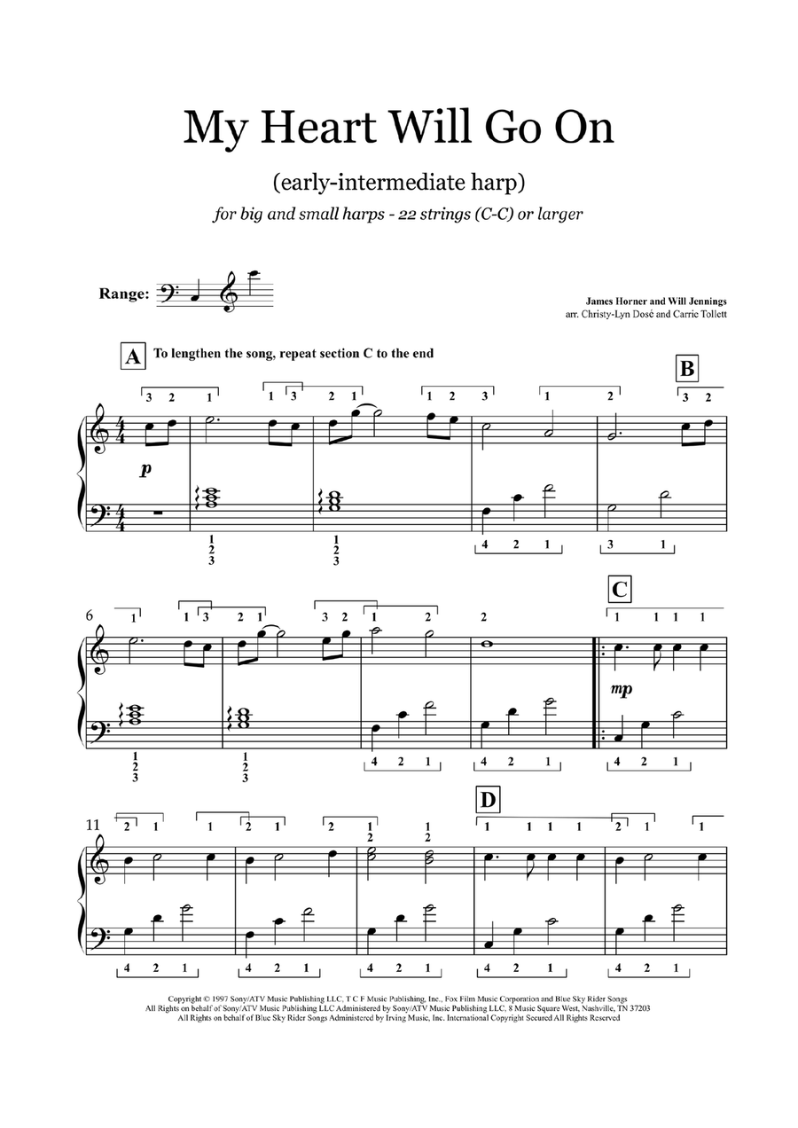 My Heart Will Go On (Love Theme From 'titanic') Celtic Harp scores gallery preview page 2