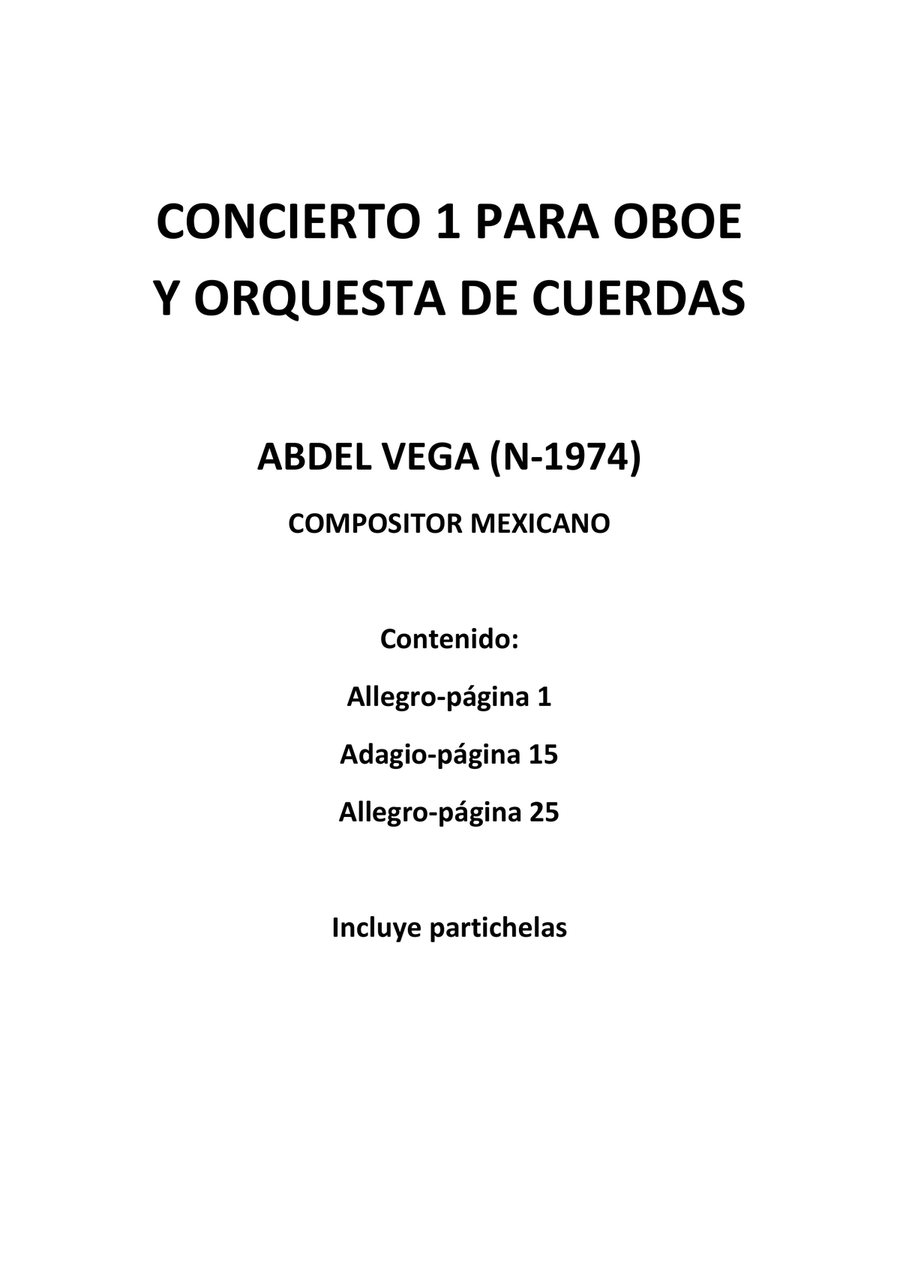 Concierto 1 para Oboe y Orquesta de Cuerdas Chamber Music scores gallery preview page 2