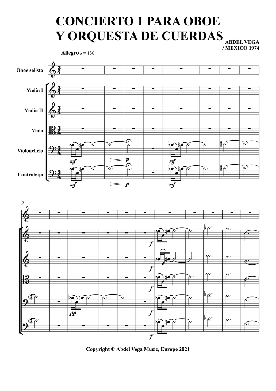 Concierto 1 para Oboe y Orquesta de Cuerdas Chamber Music scores gallery preview page 3