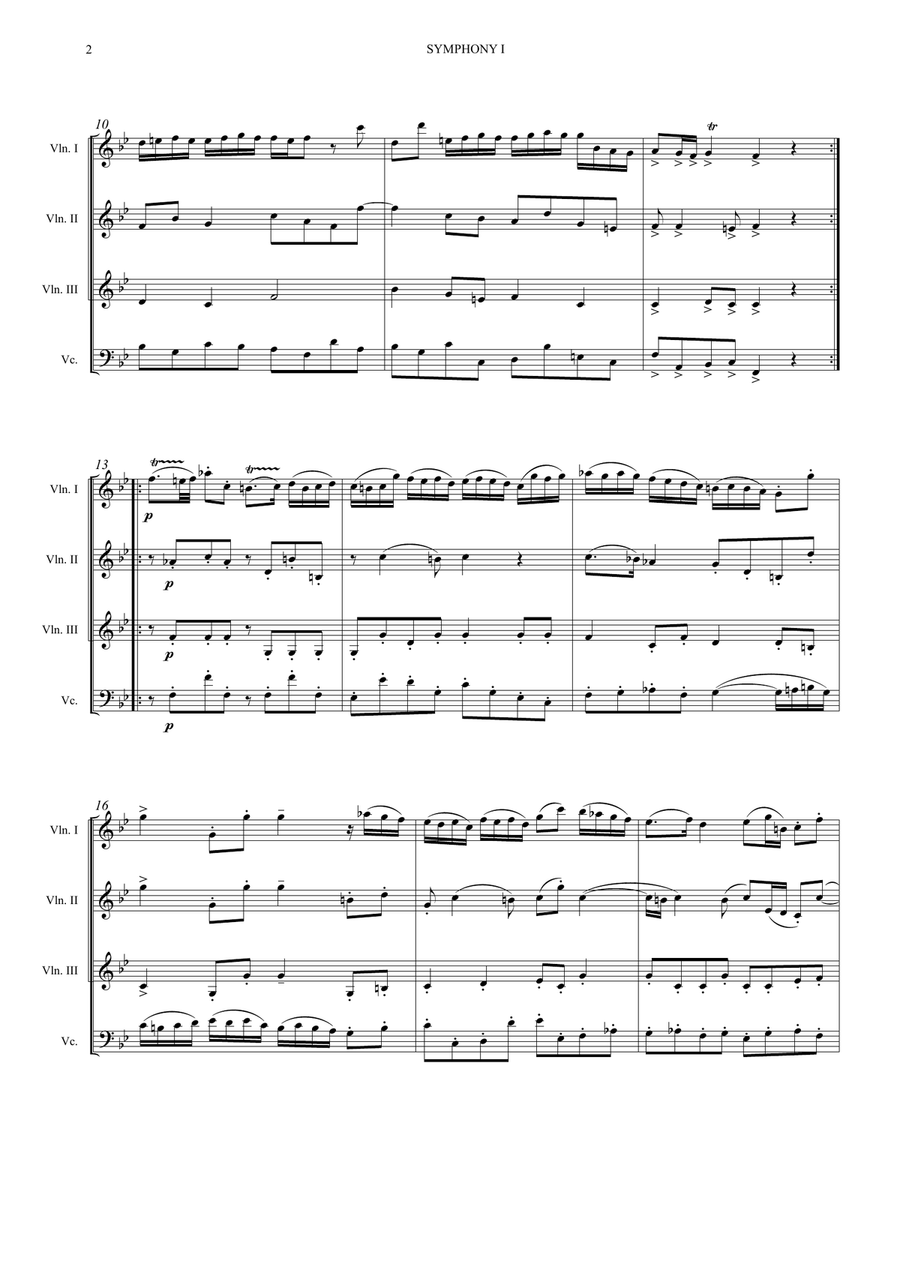 William Boyce – Symphony No. 1 (String Quartet, Violin 3 substitute) String Quartet scores gallery preview page 2