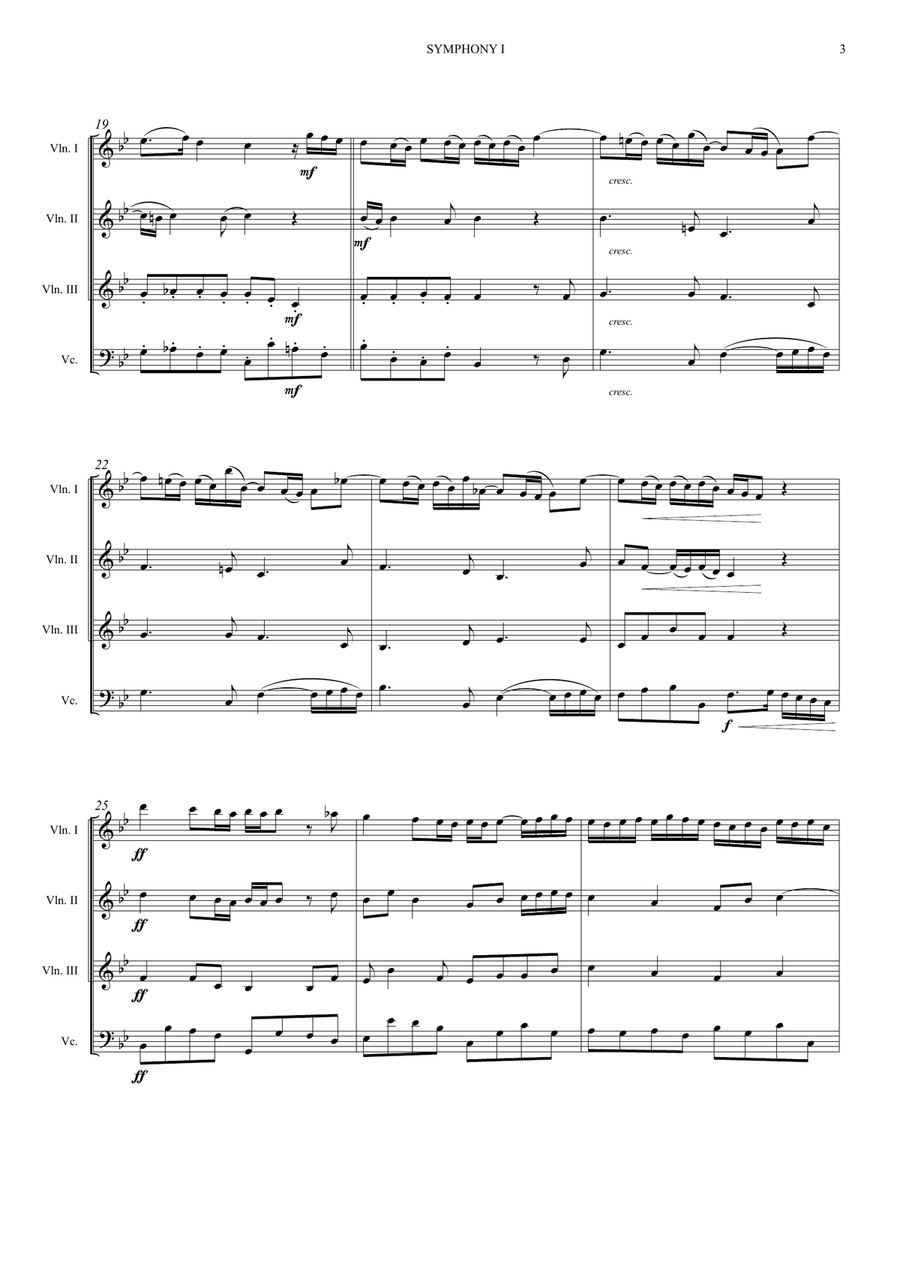 William Boyce – Symphony No. 1 (String Quartet, Violin 3 substitute) String Quartet scores gallery preview page 3