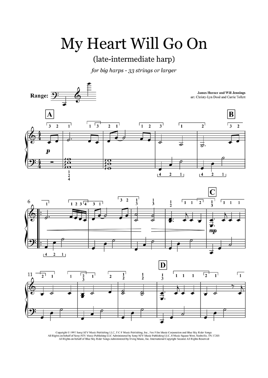 My Heart Will Go On (Love Theme From 'titanic') Celtic Harp scores gallery preview page 2