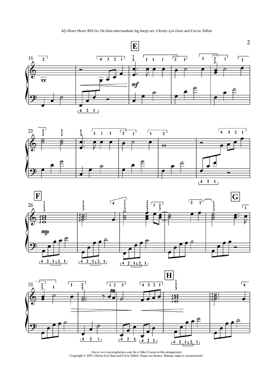 My Heart Will Go On (Love Theme From 'titanic') Celtic Harp scores gallery preview page 3