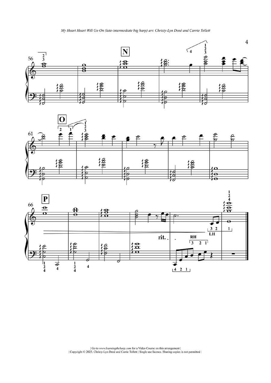 My Heart Will Go On (Love Theme From 'titanic') Celtic Harp scores gallery preview page 5