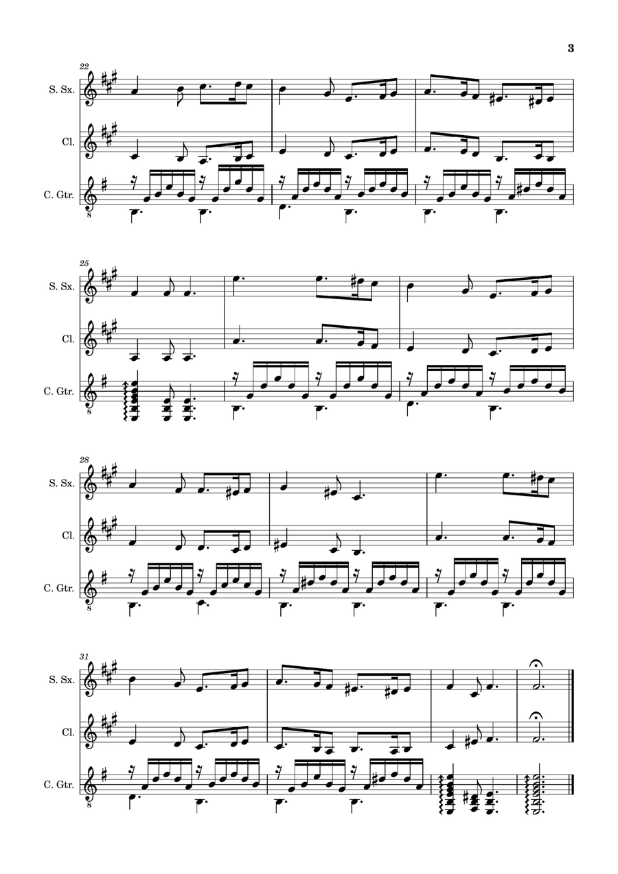 Greensleeves - S. Sax., Clarinet and Guitar. Score and Parts. Small Ensemble - Digital Sheet Music page 3