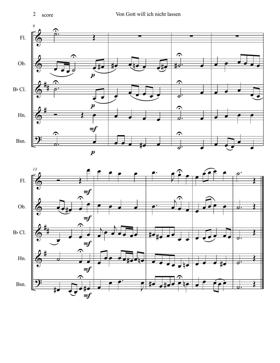 Bach_Chorale (48) From God Shall Not Divide Me Woodwind Quintet scores gallery preview page 2