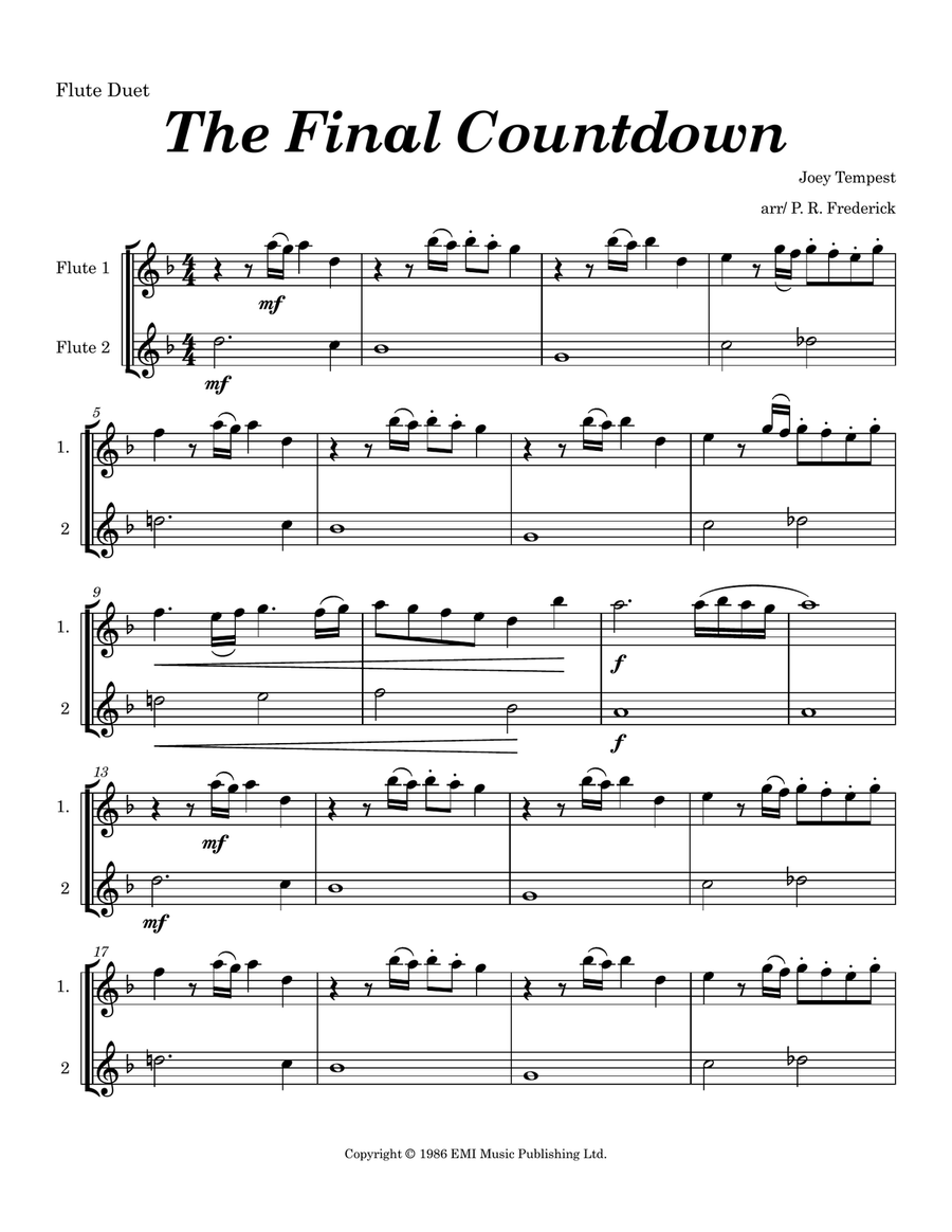 Final Countdown Final Countdown Flute Duet scores gallery preview page 1