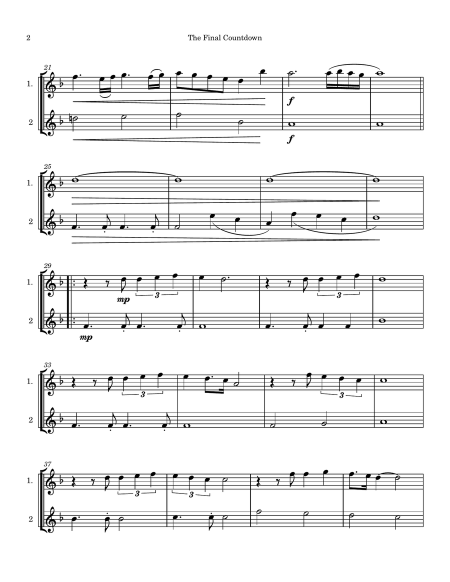 Final Countdown Final Countdown Flute Duet scores gallery preview page 2