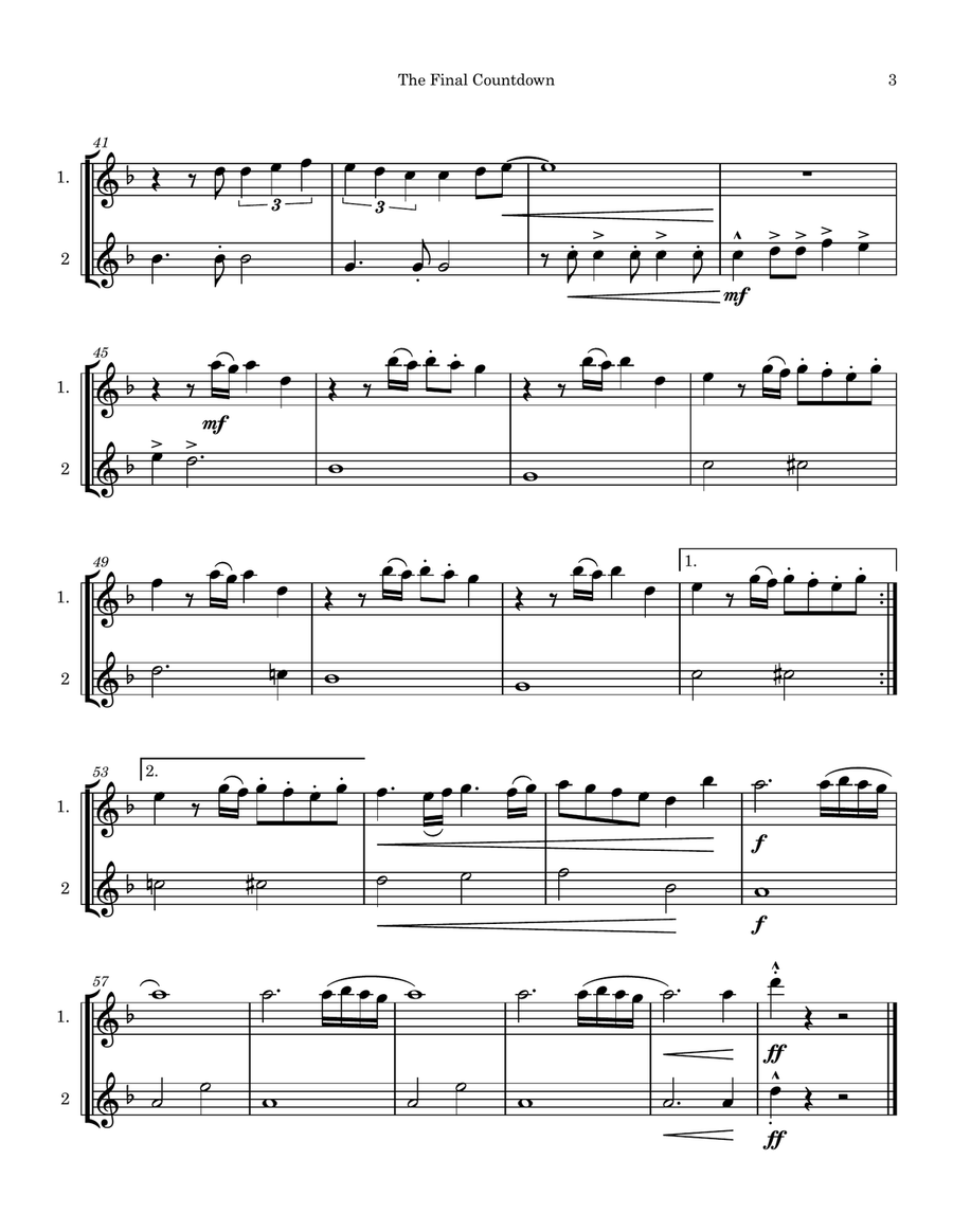 Final Countdown Final Countdown Flute Duet scores gallery preview page 3