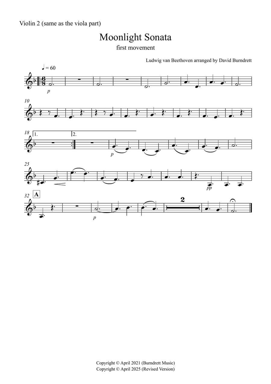 Moonlight Sonata (1st movement) for Beginner and Advanced String Orchestra String Orchestra scores gallery preview page 5