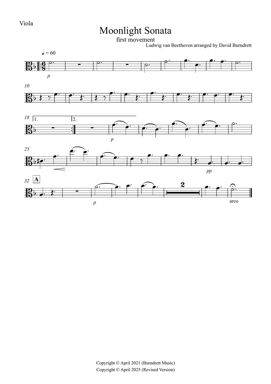 Moonlight Sonata (1st movement) for Beginner and Advanced String Orchestra String Orchestra scores gallery preview page 6