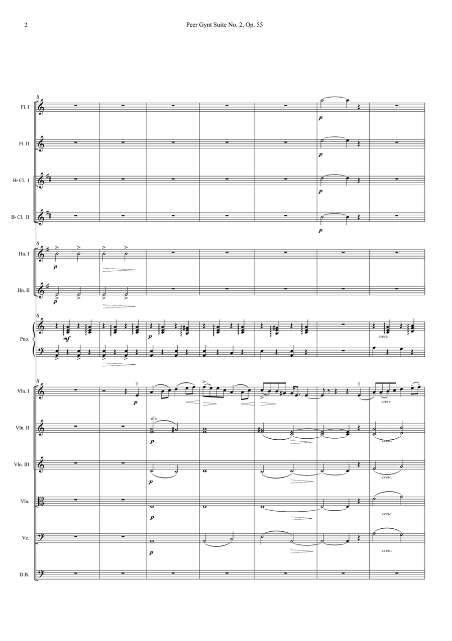 Solveig’s Song – Small Orchestra Arrangement Chamber Orchestra scores gallery preview page 2