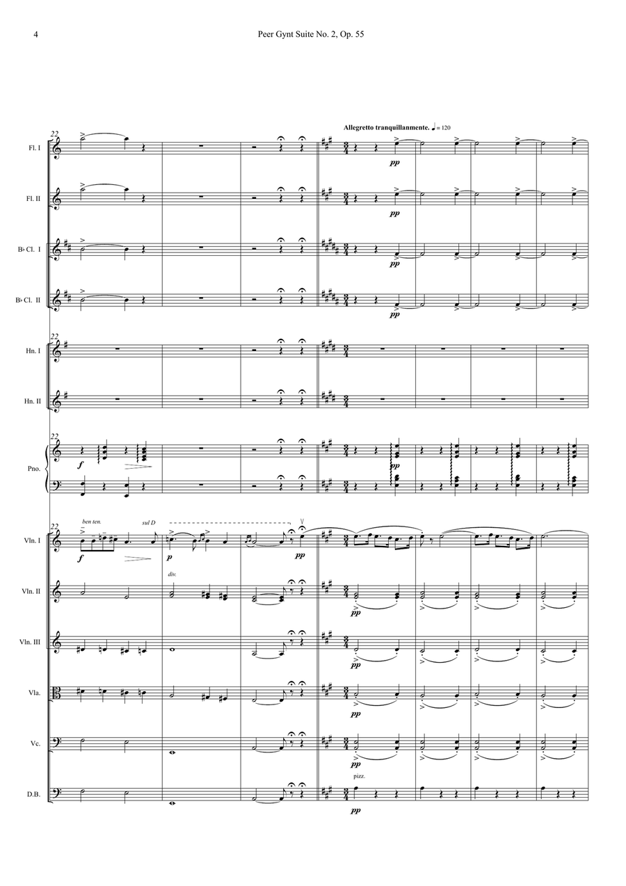 Solveig’s Song – Small Orchestra Arrangement Chamber Orchestra scores gallery preview page 4