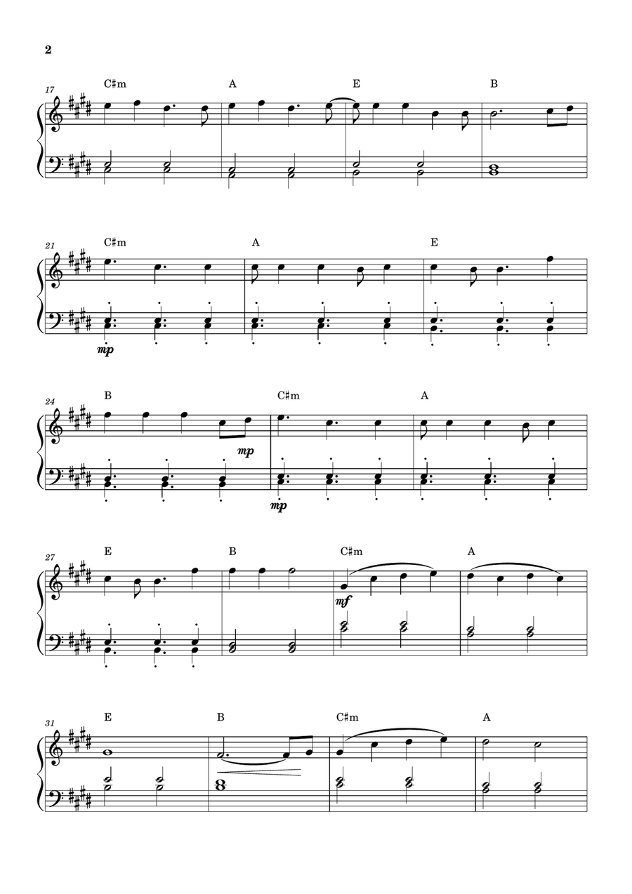 Cheap Thrills (Feat. Sean Paul) Easy Piano scores gallery preview page 2