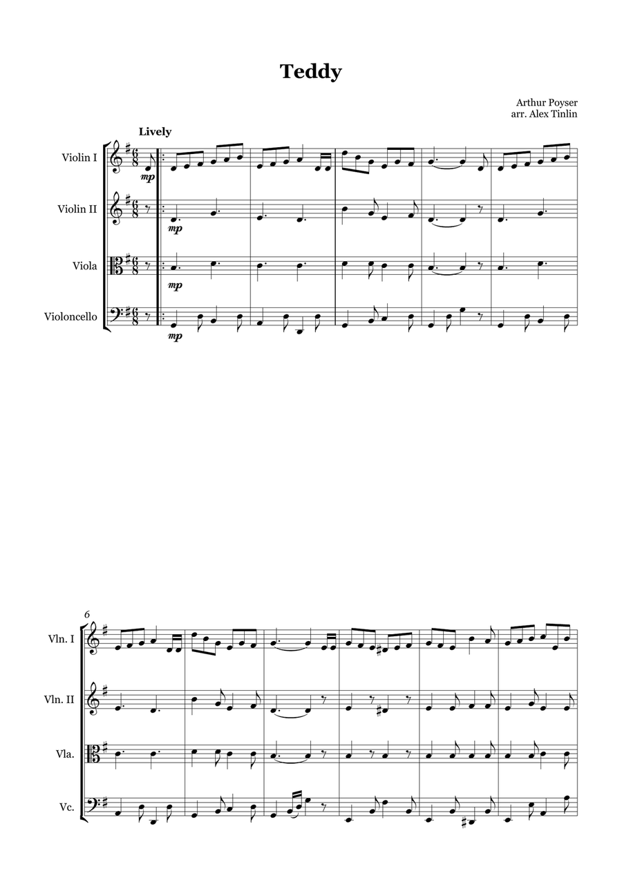 Teddy Teddy String Quartet scores gallery preview page 2