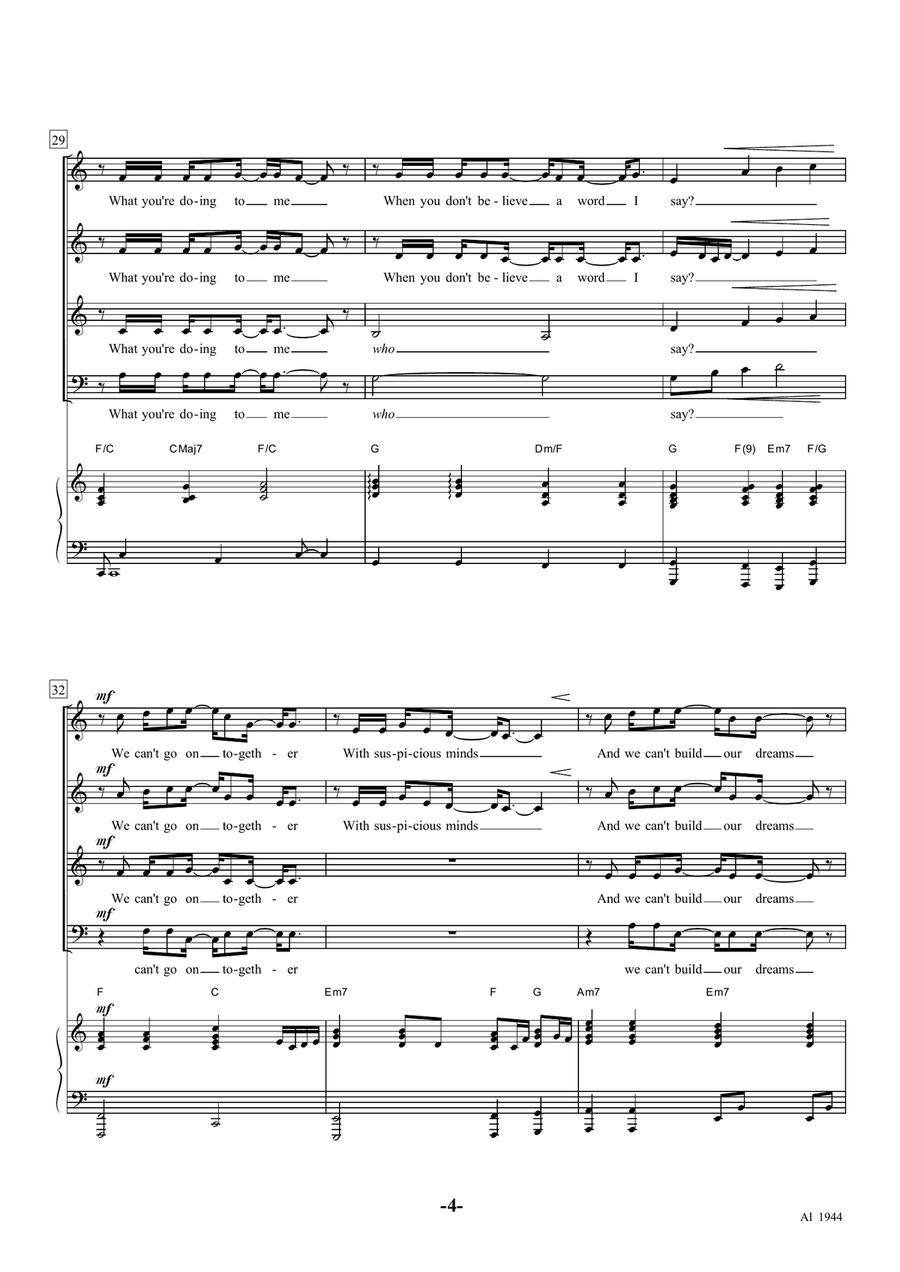 Suspicious Minds Suspicious Minds Choir scores gallery preview page 4