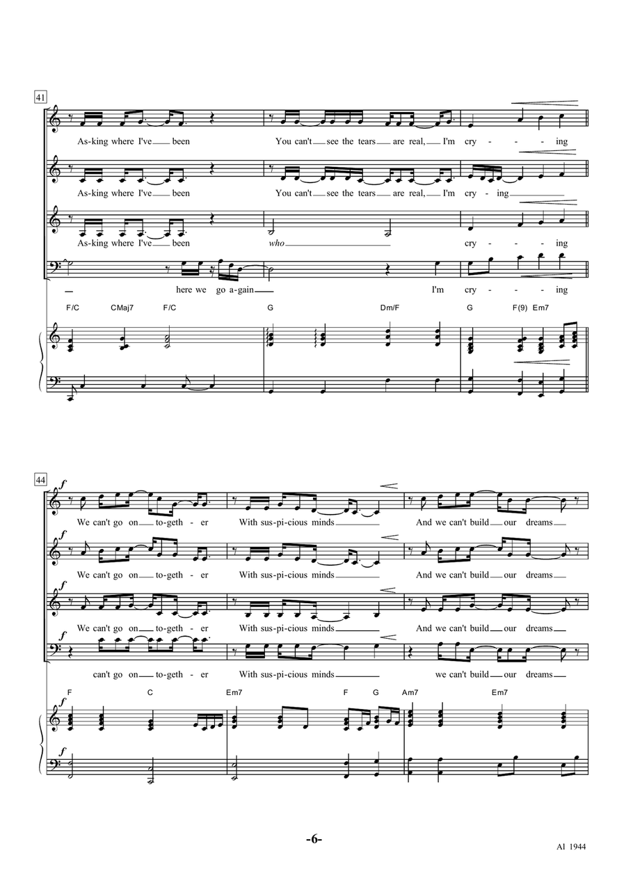 Suspicious Minds Suspicious Minds Choir scores gallery preview page 6