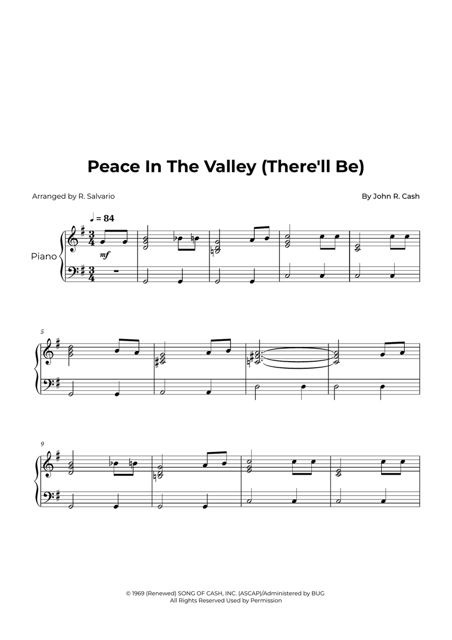 Peace In The Valley (There'll Be) Piano Solo scores gallery preview page 1