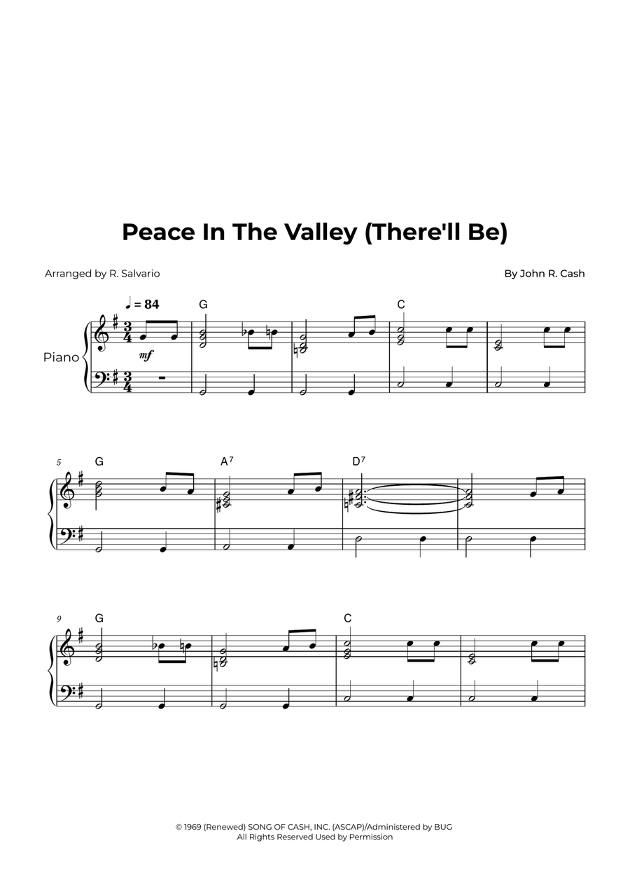 Peace In The Valley (There'll Be) Piano Solo scores gallery preview page 1