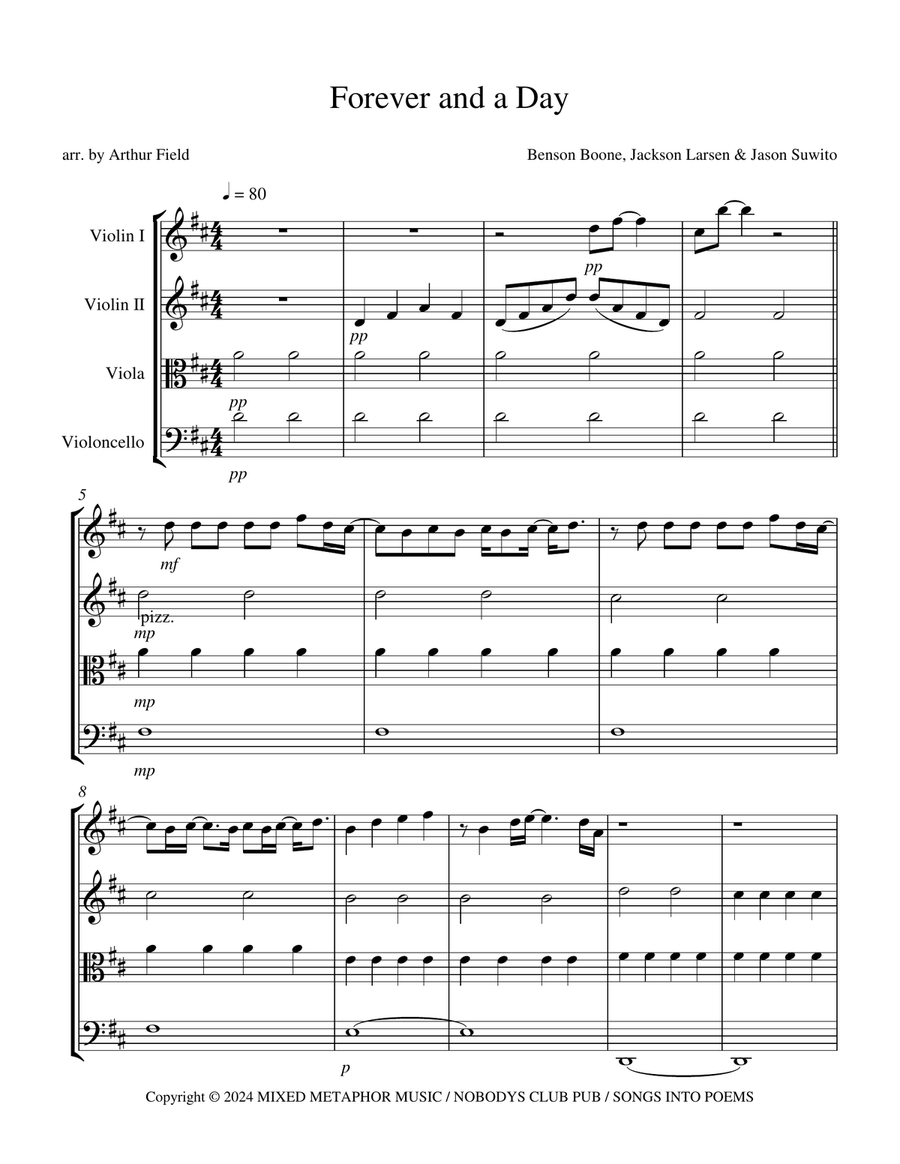 Forever And A Day String Quartet scores gallery preview page 1