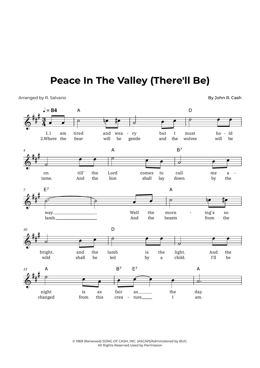Peace In The Valley (There'll Be) Piano scores gallery preview page 1