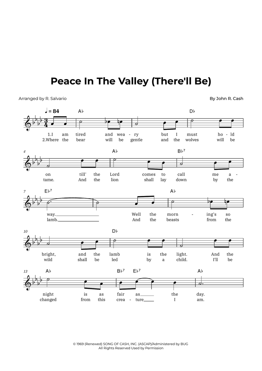 Peace In The Valley (There'll Be) Piano scores gallery preview page 1