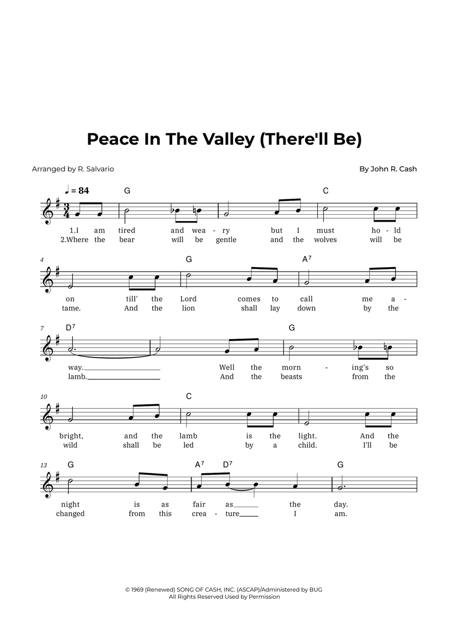 Peace In The Valley (There'll Be) Piano scores gallery preview page 1
