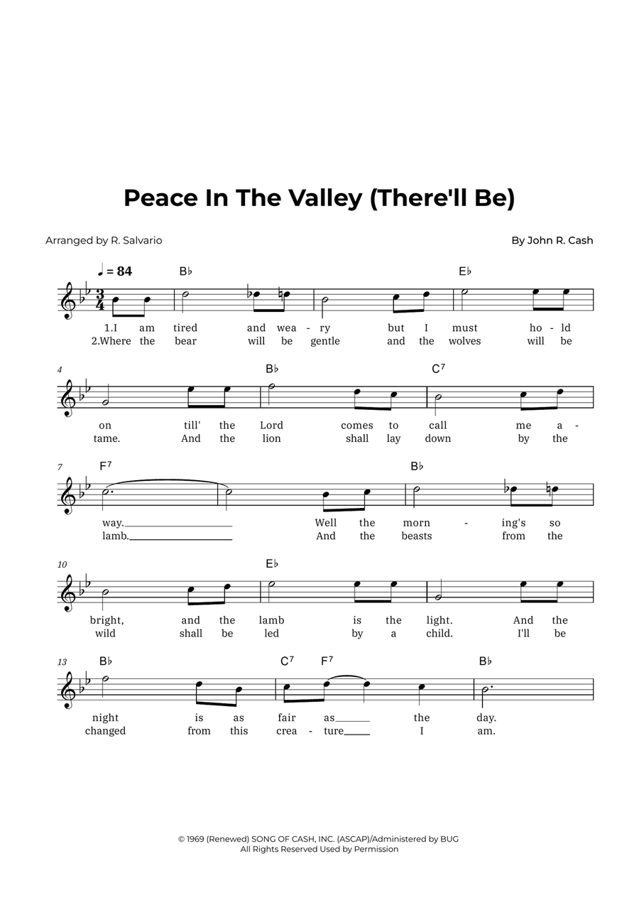 Peace In The Valley (There'll Be) Piano scores gallery preview page 1