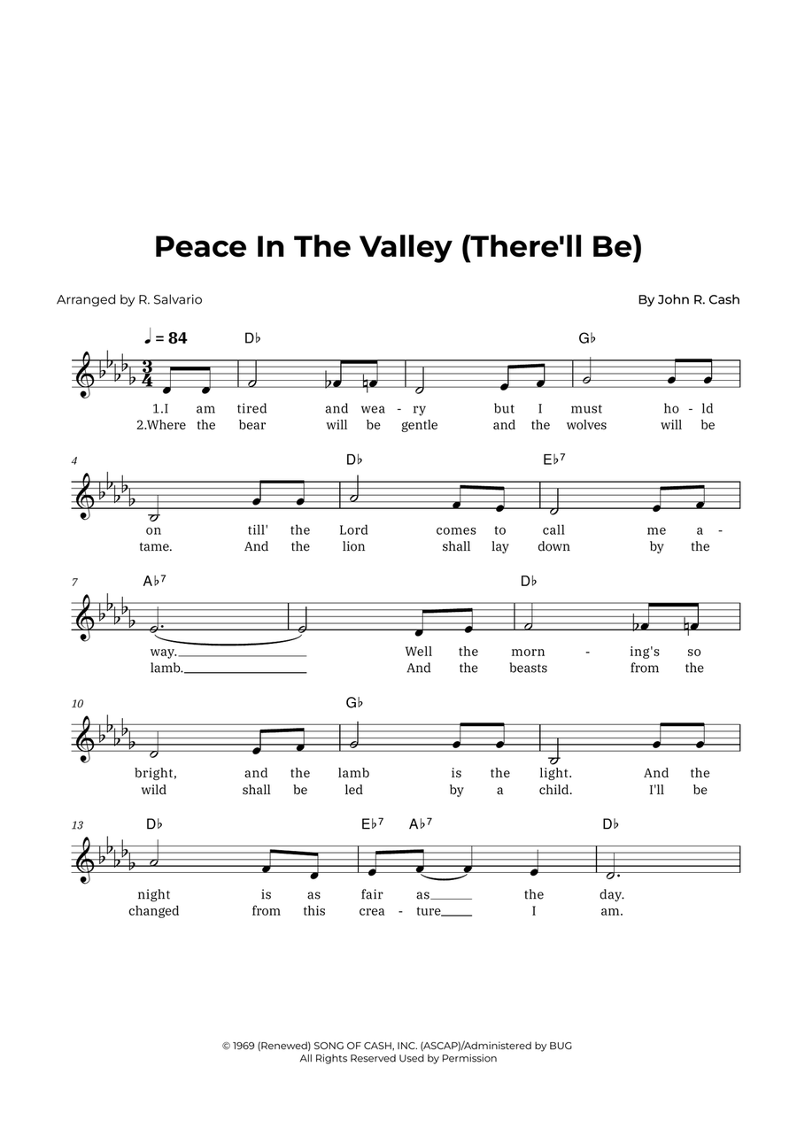 Peace In The Valley (There'll Be) Piano scores gallery preview page 1