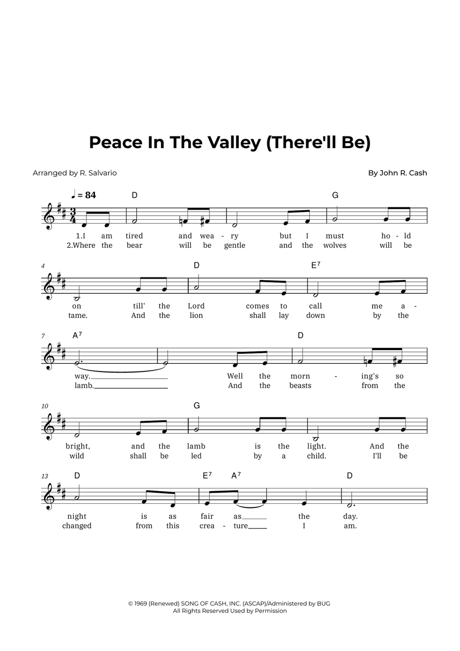 Peace In The Valley (There'll Be) Piano scores gallery preview page 1