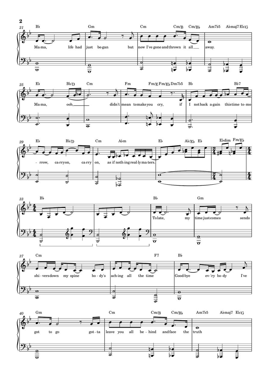 Bohemian Rhapsody by Queen Easy Piano scores gallery preview page 2