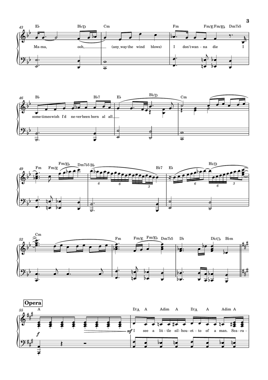 Bohemian Rhapsody by Queen Easy Piano scores gallery preview page 3