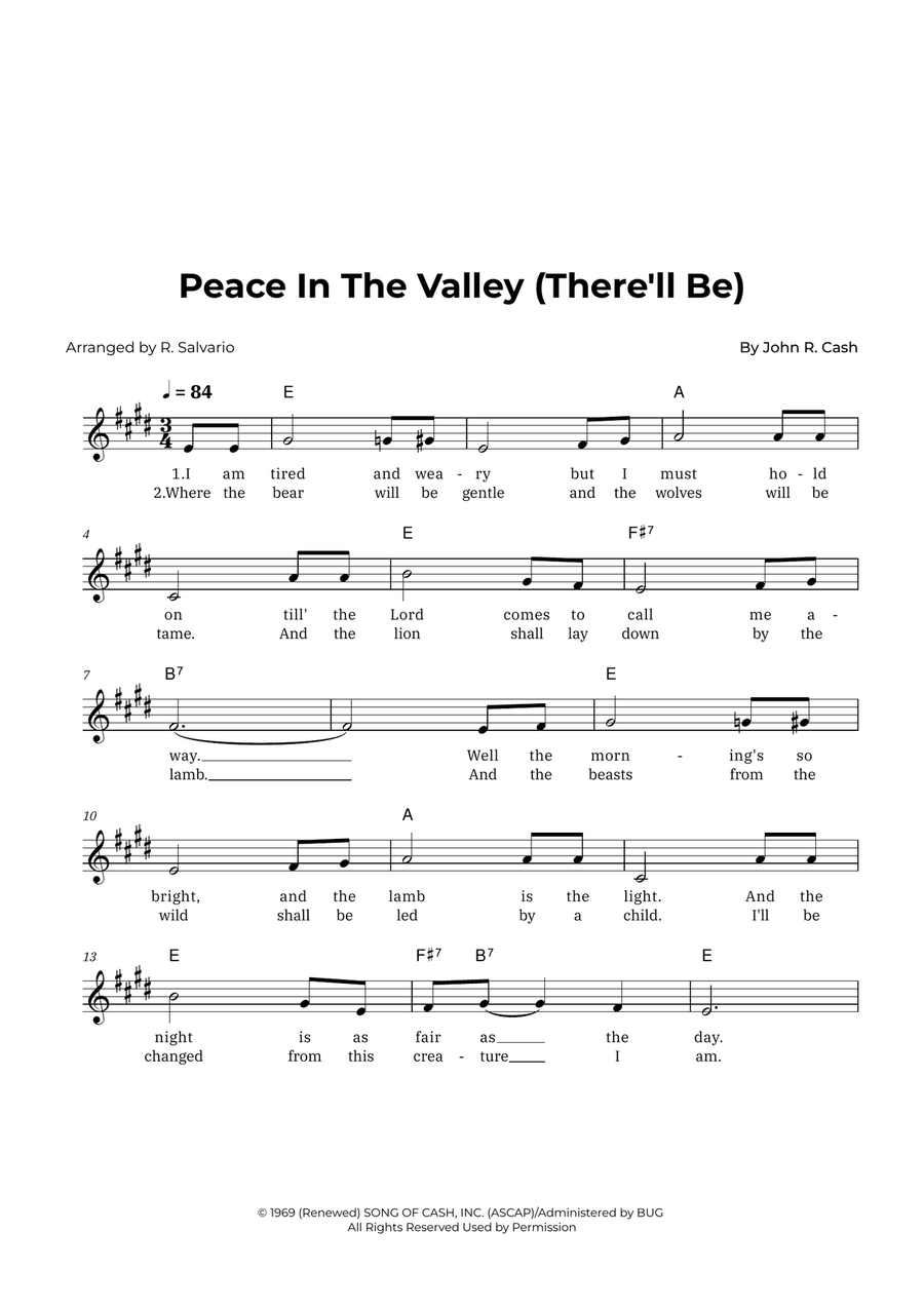 Peace In The Valley (There'll Be) Piano scores gallery preview page 1