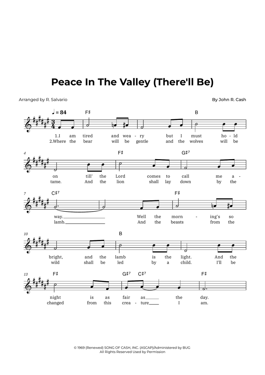 Peace In The Valley (There'll Be) Piano scores gallery preview page 1
